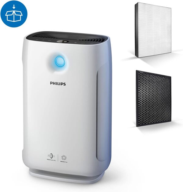 Philips Séries 2000 Purificateur d'air - Elimine les germes, la poussière et les allergènes dans les pièces jusqu'à 79 m2, 3 vitesses, mode veille (AC2887/10)
