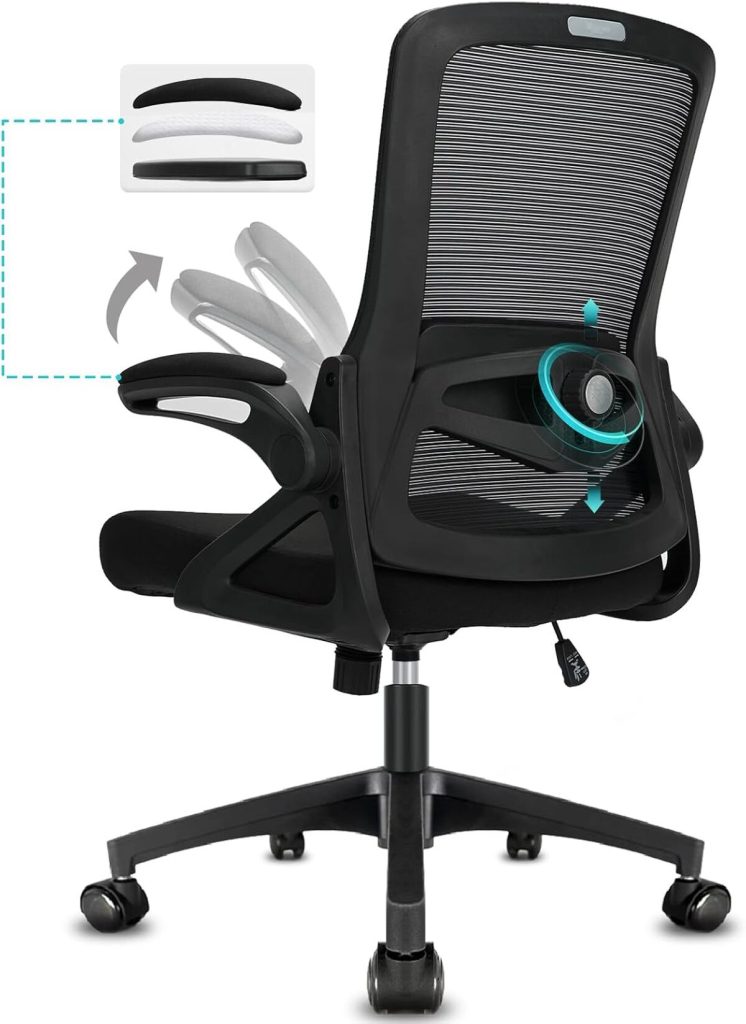 Test : chaise bureau ergonomique Milacyee avec accoudoirs pliants