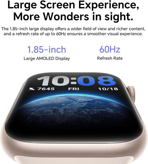 HONOR Watch 5 Smartwatch Homme Femme, 1.85” AMOLED Display Smart Watch, 15 Jours d'autonomie, GPS Watch, 5ATM et IP68, Montre connectée pour Android, Vert