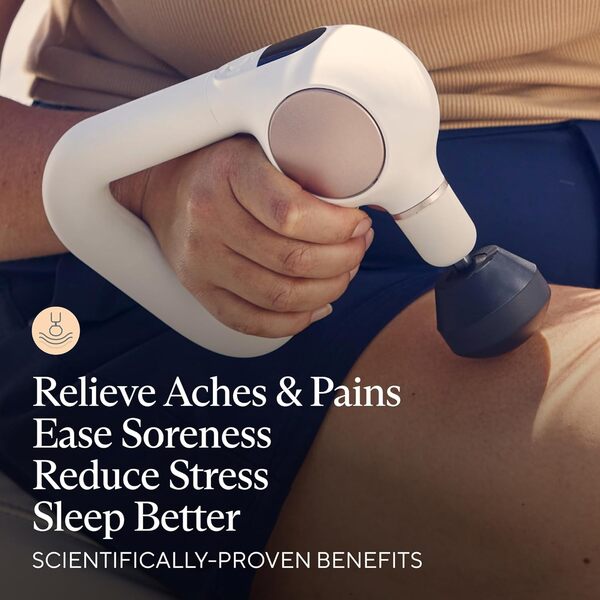 Theragun Sense Percussion Pistolet de massage personnel pour tissus profonds avec routine de respiration préchargée pour soulager le stress, la douleur et les douleurs musculaires (White)