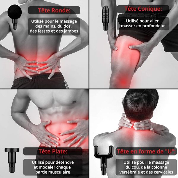Pistolet De Massage - NOTICE EN FRANÇAIS - Appareil De Massage Et Relaxation - Masseur Ultra Silencieux Et Adapté A Tout Le Corps – Soulage les Douleurs Musculaires