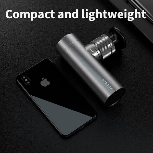 Mini pistolet de massage, Pulsio Air avec corps en aluminium, léger, silencieux, autonomie de 2 mois, soulagement musculaire portable (argenté)