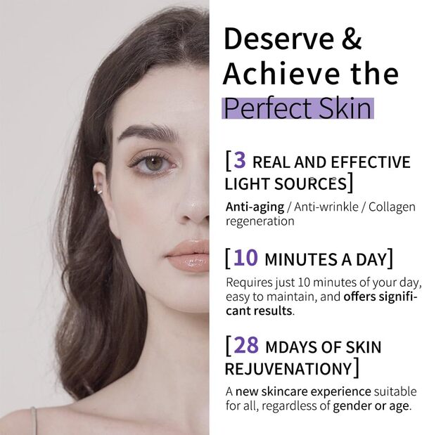 HIME SAMA Masque led visage, masque de soin de la peau rouge + Nir & Blue Light pour anti-âge/éclaircir la peau, masque LED de rajeunissement de la peau à domicile pour le visage RB-015