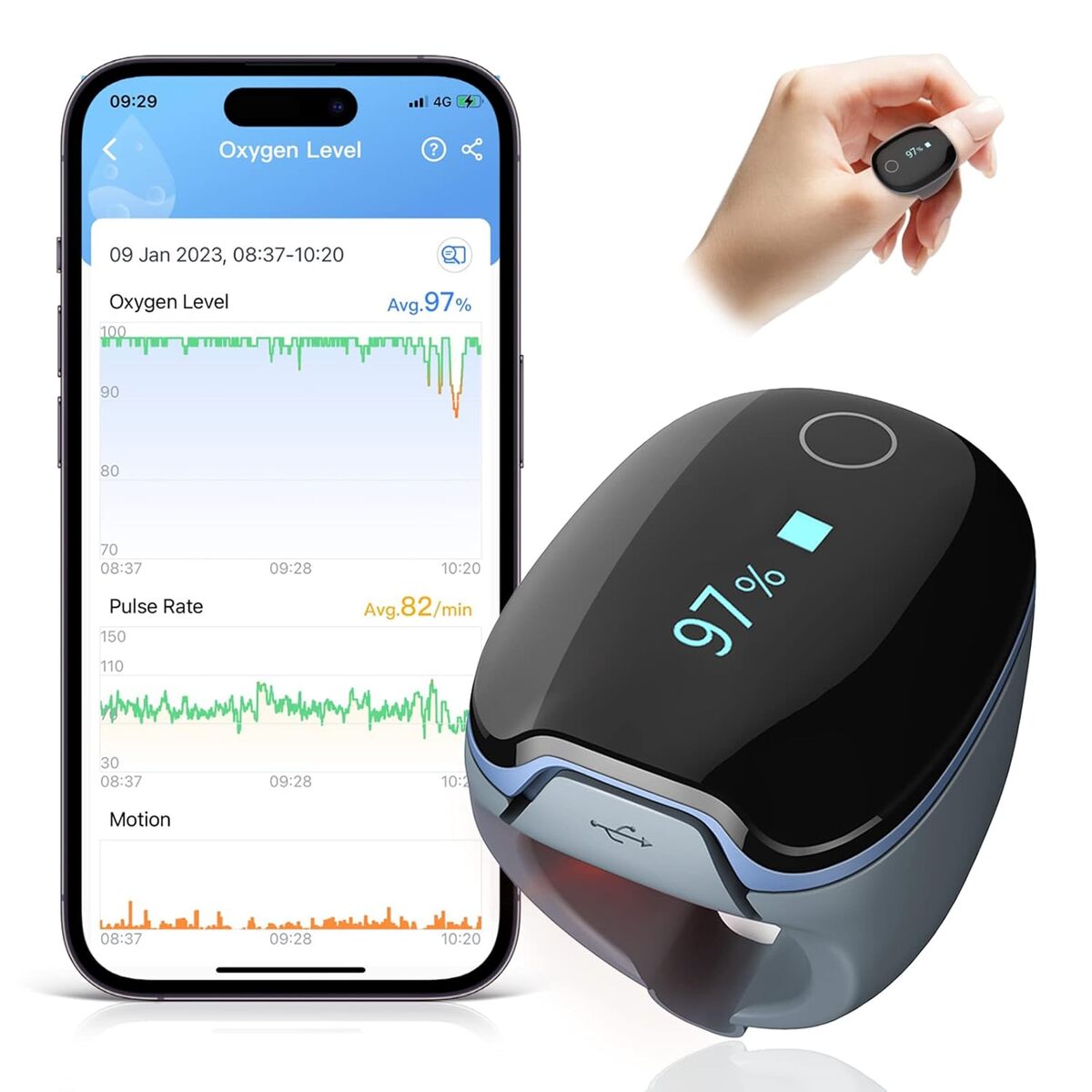 O2 Ring Hospital Test : oximètre O2 Ring, moniteur d'oxygène connecté