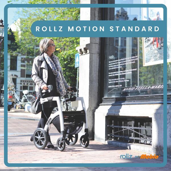 Rollz Motion - Déambulateur 3 en 1, Deambulateur et Chaise Roulante en 1, Déambulateur 4 roues Pliable Leger, Fauteuil Roulant Pliable, By Mobio (White)