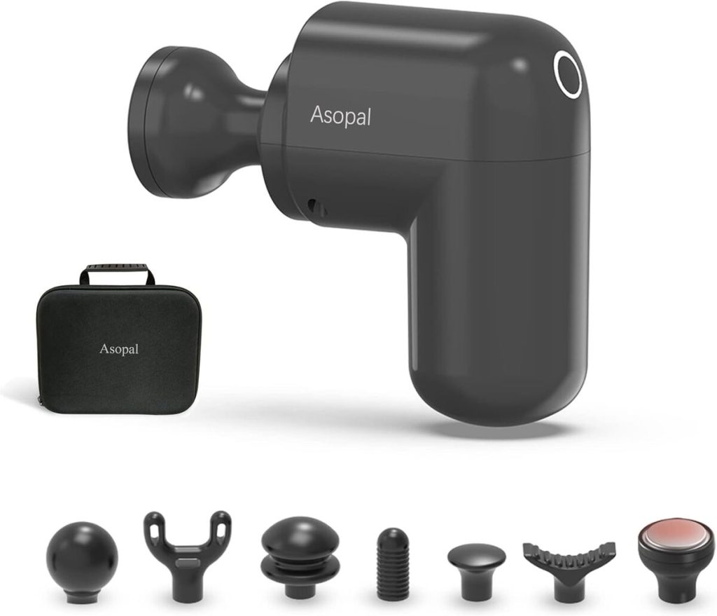 Test du mini pistolet de massage à percussion avec tête chauffante