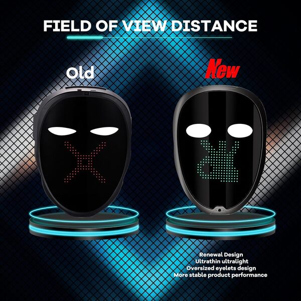 AIGLUN Masque LED avec rechargeable compatible Bluetooth contrôlé par application, masque brillant personnalisable, masque transformant le visage à LED pour enfant unisexe