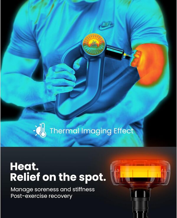 Bob and Brad D6 Pro Plus Pistolet de Massage avec Chaleur, Massage Gun Tissus Profonds avec Amplitude de 16 mm, Portables Massage Masseur de Muscle pour Soulager Douleurs et Raideurs Musculaires