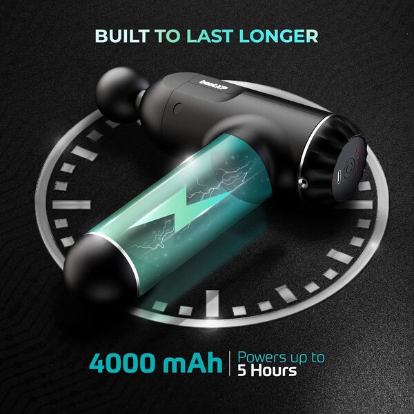 beatXP beatXP Pistolet de massage des tissus profonds | Masseur musculaire à percussion pour soulager les douleurs du cou, des épaules, du dos, des pieds pour homme et femme (noir)