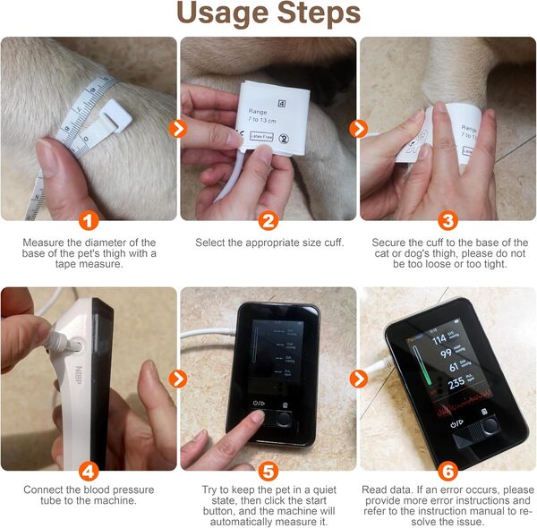 Moniteur de pression artérielle vétérinaire, machine de pression artérielle numérique automatique pour chien et chat, moniteur de pression artérielle pour chat à fonctionnement silencieux