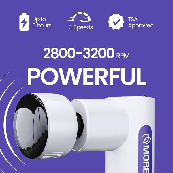 MORELIFE VivaPulse – Pistolet de massage des tissus profonds avec thérapie par la chaleur et le froid, pistolet de massage portable pour soulager les douleurs musculaires et relaxer, 5 têtes, facile à