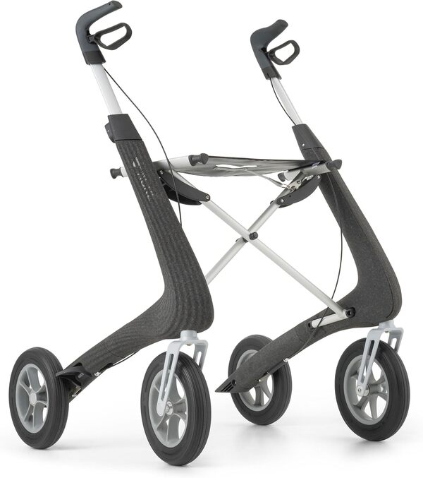 byACRE Nordic Pioneer Déambulateur polyvalent et léger en aluminium, seulement 5,9 kg, pour l'intérieur et l'extérieur, facilement pliable avec siège intégré (noir granit)