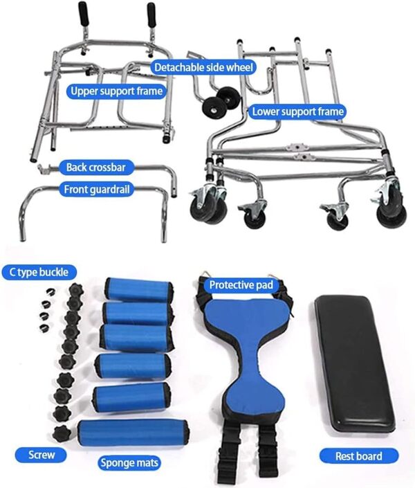 Déambulateur Multifonctionnel, Marcheurs pour Personnes Âgées, Déambulateur Debout, Cadre Debout De Réadaptation D'hémiplégie Marcheur Adulte Aide À La Marche pour Les Personnes Handicapées