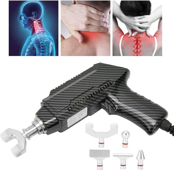 Masseur Électrique,30 niveau Masseur Chiropratique Réglable,6 Têtes Réglables Différentes,Pistolet De Massage Musculaire Avec 9 Réglages De Puissance,Pour La Scoliose Thoracique Spondylose(EU220V)
